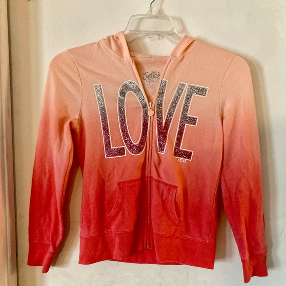Girls Justice LOVE zip up hoodie - Picture 1 of 3